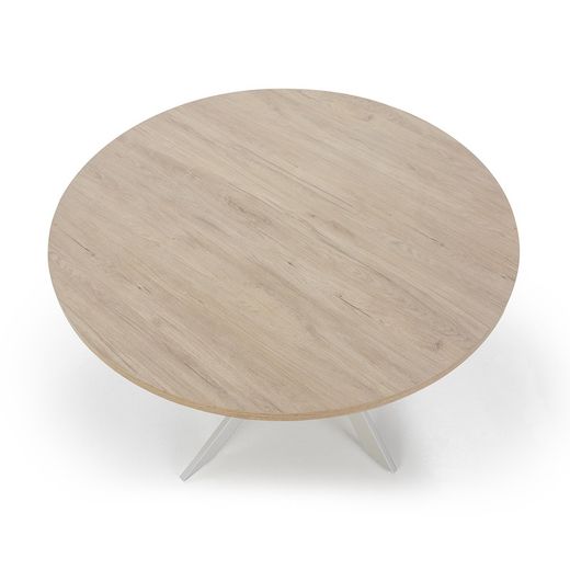 Runder Esstisch aus Holz und Metall in Natur und Weiß, 120 x 120 x 77 cm | Dort