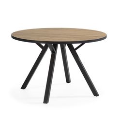 Tavolo da pranzo rotondo in legno e metallo naturale e nero, 120 x 120 x 77 cm | Beni