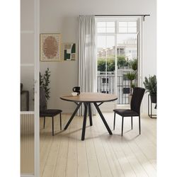 Tavolo da pranzo rotondo in legno e metallo naturale e nero, 120 x 120 x 77 cm | Beni