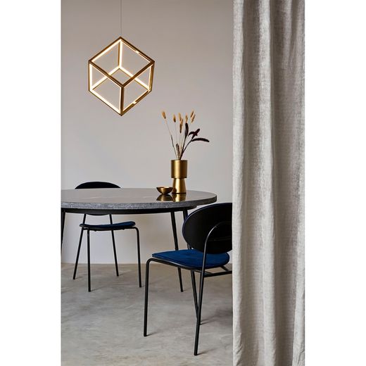 Round black metal and marble dining table, Ø 125 x 75 cm