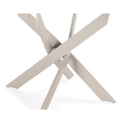 Runder Esstisch aus cremefarbenem Metall und Sicherheitsglas, 120 x 120 x 76 cm | Ruth