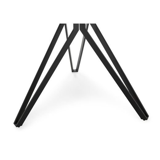 Στρογγυλή τραπεζαρία από συνθετική πέτρα και ασπρόμαυρο μέταλλο, 120 x 120 x 76 cm | Άινα