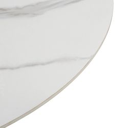 Table à manger ronde en pierre synthétique et métal noir et blanc, 135 x 135 x 76 cm | Aïla