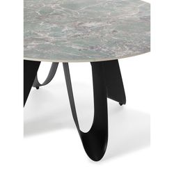 Table à manger ronde en pierre synthétique et métal en vert, 135 x 135 x 76 cm | Aïla