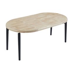 Extendable round dining table made of oak wood and metal in natural and black, 100 - 140 - 180 x 100 x 76 cm | Moon