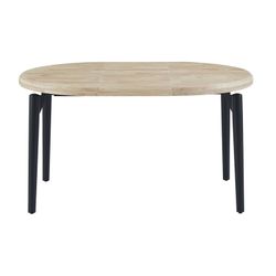 Extendable round dining table made of oak wood and metal in natural and black, 100 - 140 - 180 x 100 x 76 cm | Moon