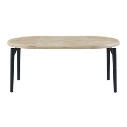 Mesa de jantar extensível redonda em madeira de carvalho e metal natural e preto, 100 - 140 - 180 x 100 x 76 cm | Lua
