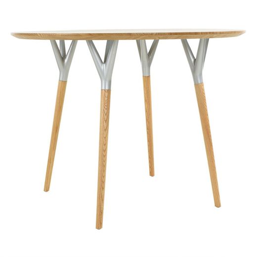 Round dining table Beech wood and metal (100 x 75 cm) | Crijuan Series