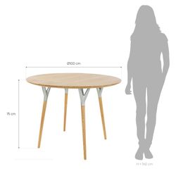 Round dining table Beech wood and metal (100 x 75 cm) | Crijuan Series