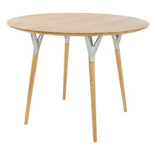 Round dining table Beech wood and metal (100 x 75 cm) | Crijuan Series