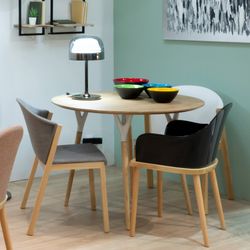 Round dining table Beech wood and metal (100 x 75 cm) | Crijuan Series