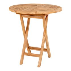 Mesa redonda de jantar para jardim em madeira de teca natural, 70 x 70 x 75 cm | Oviedo
