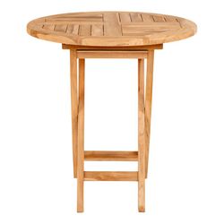 Table à manger de jardin ronde en bois de teck naturel, 70 x 70 x 75 cm | Oviedo