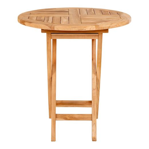 Table à manger de jardin ronde en bois de teck naturel, 70 x 70 x 75 cm | Oviedo