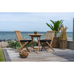 Mesa redonda de jantar para jardim em madeira de teca natural, 70 x 70 x 75 cm | Oviedo