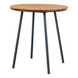 Tavolo da pranzo da giardino rotondo in legno di teak, colore naturale e nero, 70 x 70 x 74 cm | Cleveland
