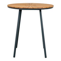 Tavolo da pranzo da giardino rotondo in legno di teak, colore naturale e nero, 70 x 70 x 74 cm | Cleveland