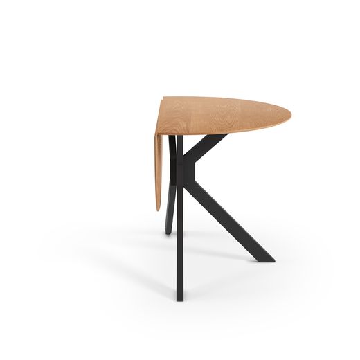 Round folding dining table in wood and metal, oak color, 110 x 110 x 75 cm | Avia