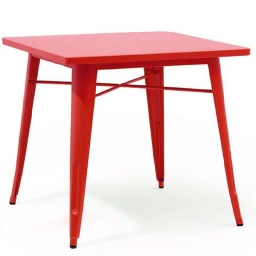 Tavolo da pranzo rosso in acciaio, 80 x 80 x 76 cm