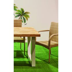 Outdoor-Tisch aus Holz und Metall in Natur und Weiß, 160 x 100 x 76 cm | Outdoor-Loft