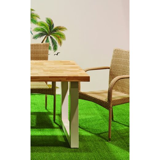 Outdoor-Tisch aus Holz und Metall in Natur und Weiß, 160 x 100 x 76 cm | Outdoor-Loft