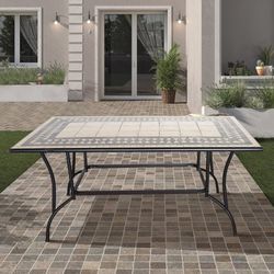 Steel and Mosaic Garden Table 160x90x73 cm