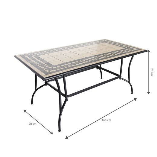 Steel and Mosaic Garden Table 160x90x73 cm