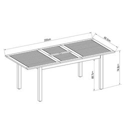 Extendable wooden outdoor table, 150-200x90x75 cm 6-8 People