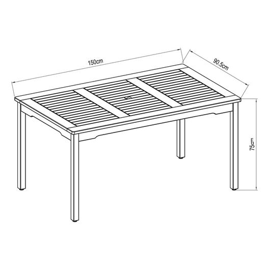 Garden Table Wood 150x90.5x75.1 cm Brown