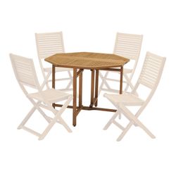 Ensemble extérieur, 1 table octogonale en bois et 4 chaises en bois