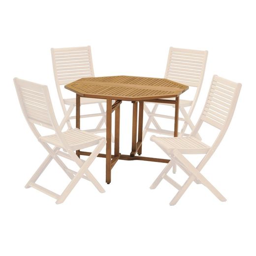 Ensemble extérieur, 1 table octogonale en bois et 4 chaises en bois