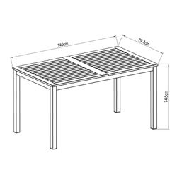 Tavolo da giardino in legno e alluminio 140x79,7x74,4 cm Marrone