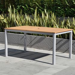 Wood and Aluminum Garden Table 150x89.3x74.40 cm 6 People