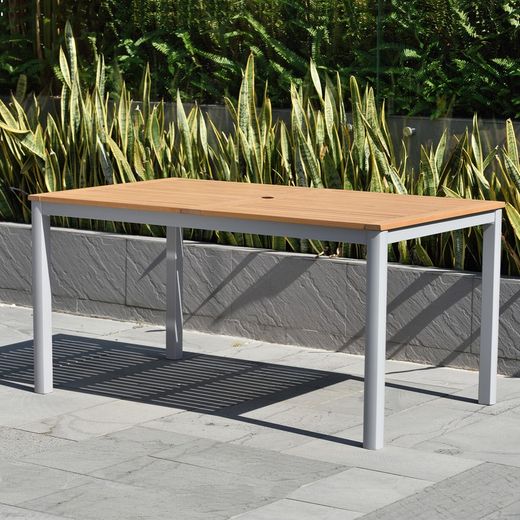 Wood and Aluminum Garden Table 150x89.3x74.40 cm 6 People