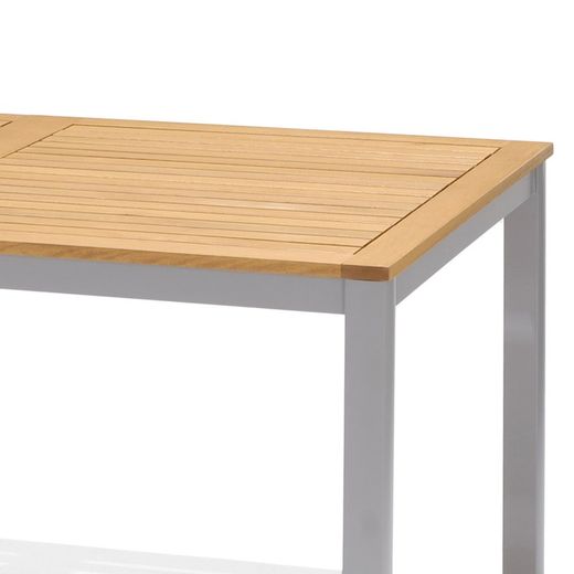 Wood and Aluminum Garden Table 150x89.3x74.40 cm 6 People