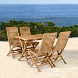 Tavolo da giardino pieghevole in legno di teak color miele, 120 x 70 x 76,2 cm | Naga