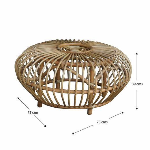 Rattan bord i natur, Ø 73 x 39 cm | Parma
