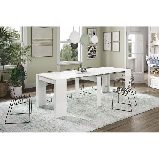 Mesa extensible 5 posiciones en blanco, 90 x 51/237 x 78 cm