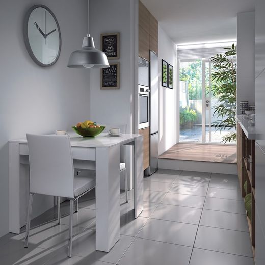 Mesa extensible 5 posiciones en blanco, 90 x 51/237 x 78 cm