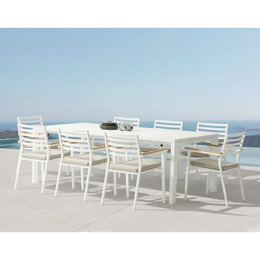 Ausziehbarer Aluminiumtisch in Weiß, 220-340 x 90,8 x 75,5 cm | Noosa