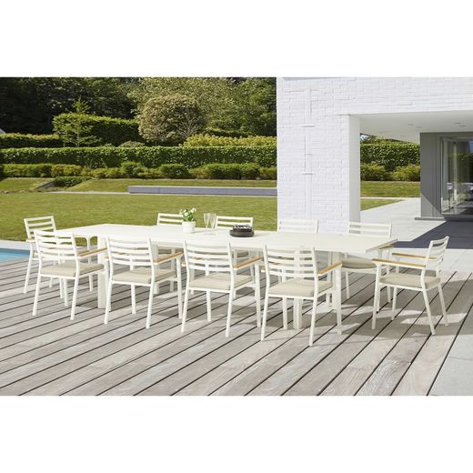 Ausziehbarer Aluminiumtisch in Weiß, 220-340 x 90,8 x 75,5 cm | Noosa