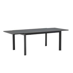Extendable aluminum and glass table in anthracite, 150-225 x 100 x 75 cm | Orick