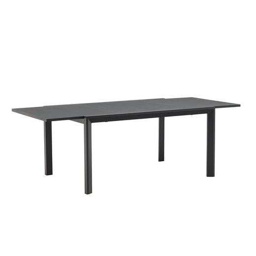 Extendable aluminum and glass table in anthracite, 150-225 x 100 x 75 cm | Orick