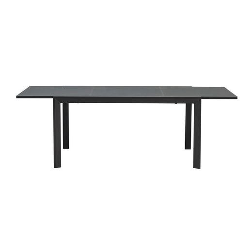 Extendable aluminum and glass table in anthracite, 150-225 x 100 x 75 cm | Orick