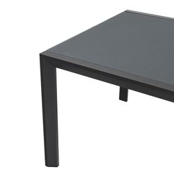 Extendable aluminum and glass table in anthracite, 150-225 x 100 x 75 cm | Orick