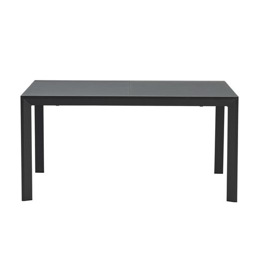 Extendable aluminum and glass table in anthracite, 150-225 x 100 x 75 cm | Orick