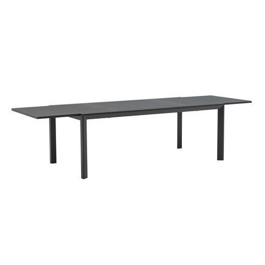 Extendable aluminum and glass table in anthracite, 200-300 x 100 x 75 cm | Orick