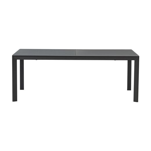 Extendable aluminum and glass table in anthracite, 200-300 x 100 x 75 cm | Orick