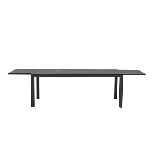 Extendable aluminum and glass table in anthracite, 200-300 x 100 x 75 cm | Orick