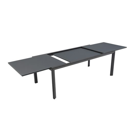 Extendable aluminum and glass table in anthracite, 200-300 x 100 x 75 cm | Orick